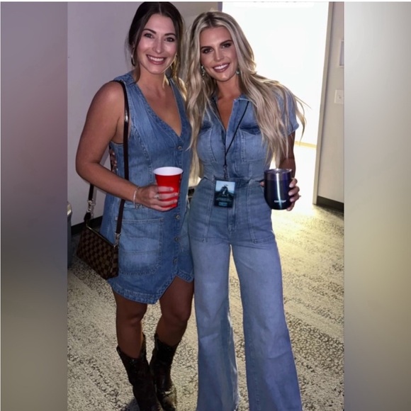 Good American Denim Fit For Success palazzo Flare Jumpsuit small